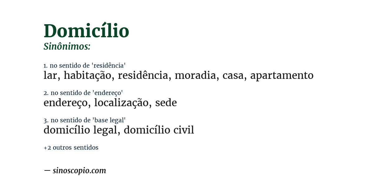 Sinônimo de domicílio