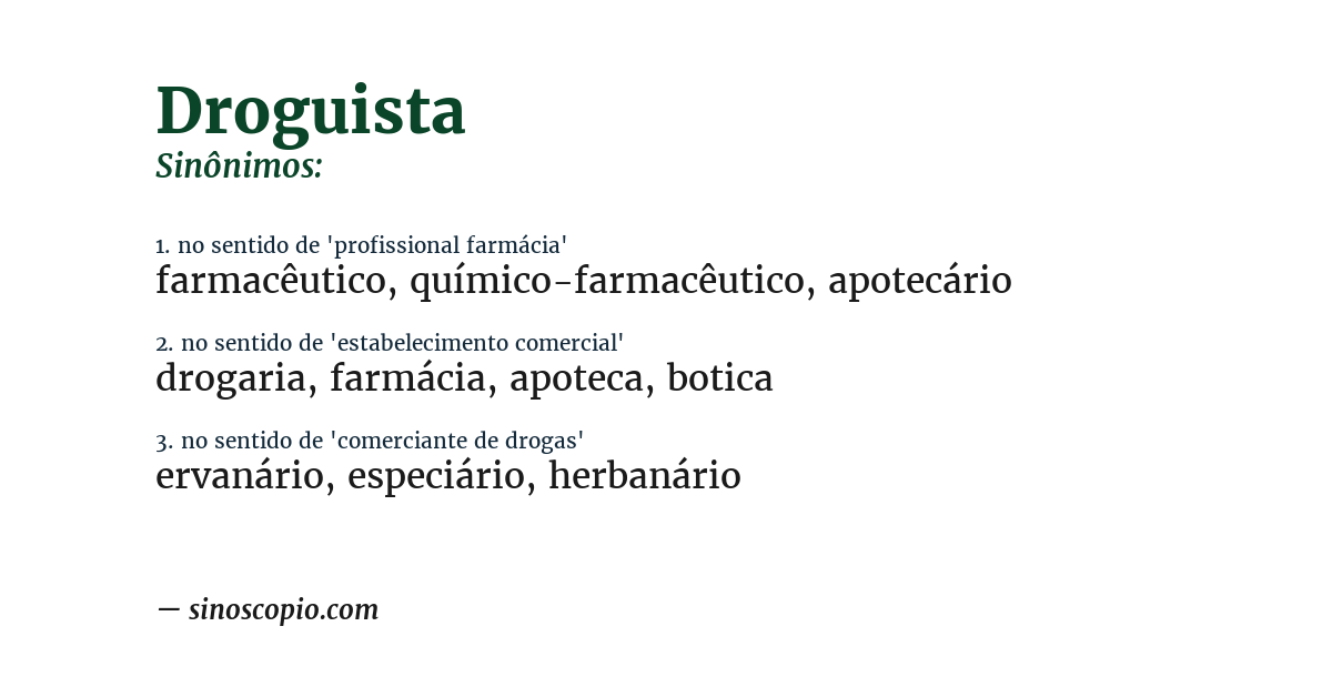 Sinônimo de droguista