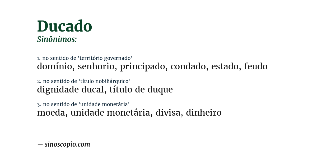 Sinônimo de ducado