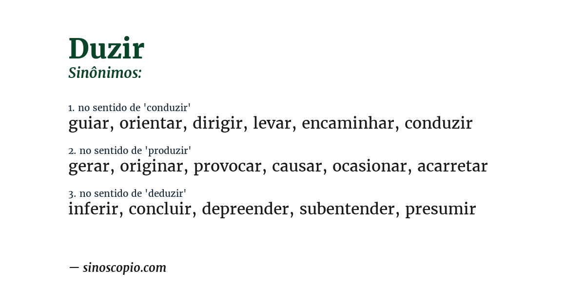 Sinônimo de duzir