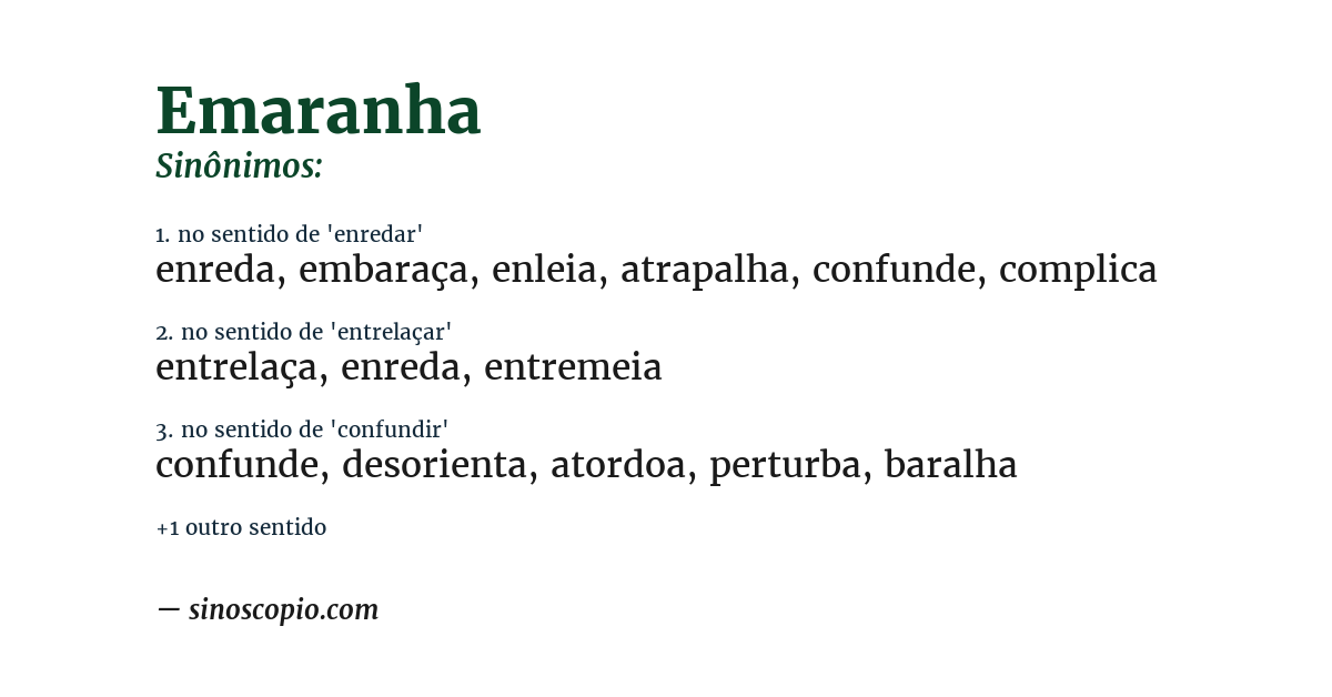 Sinônimo de emaranha