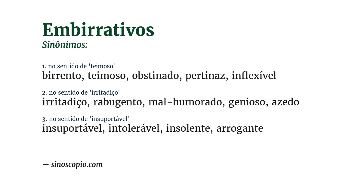 Sinônimo de embirrativos
