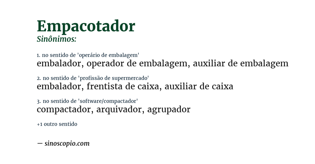 Sinônimo de empacotador