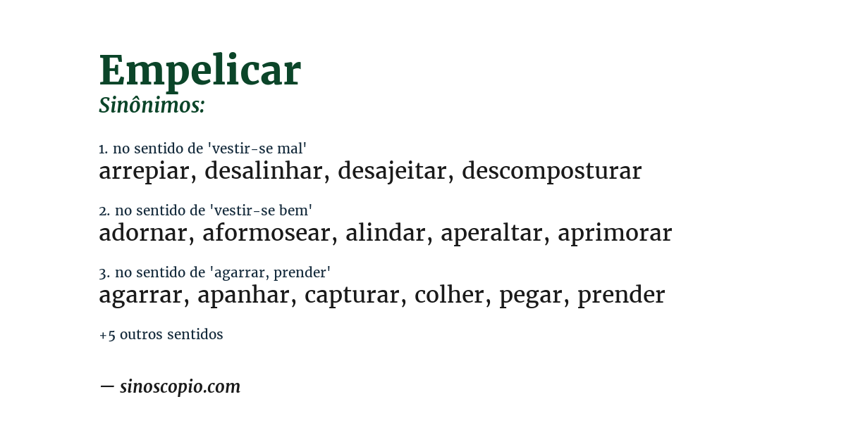 Sinônimo de empelicar