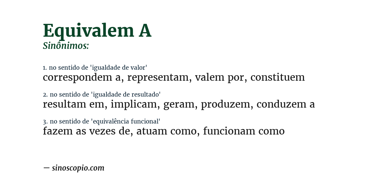 Sinônimo de equivalem a