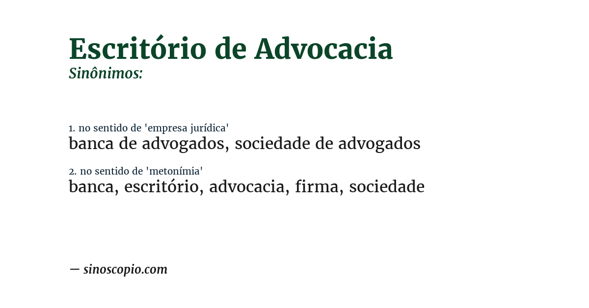 Sinônimo de escritório de advocacia