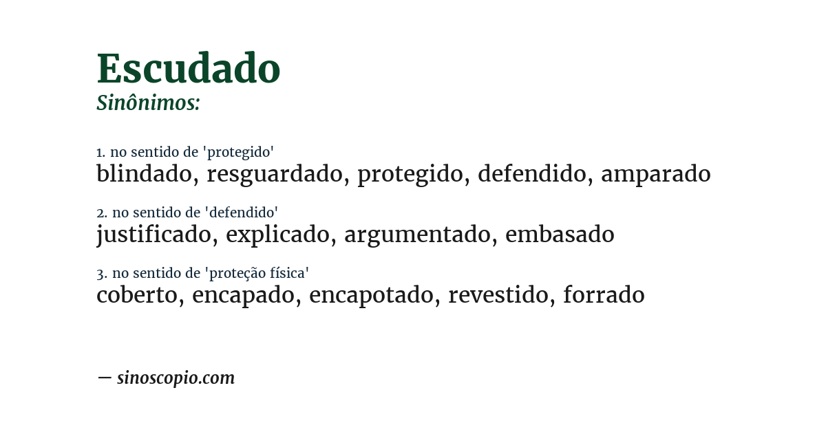 Sinônimo de escudado