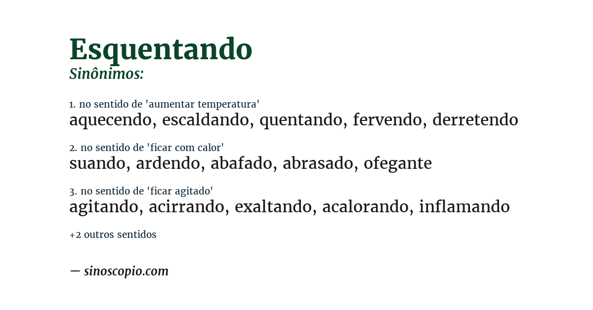 Sinônimo de esquentando