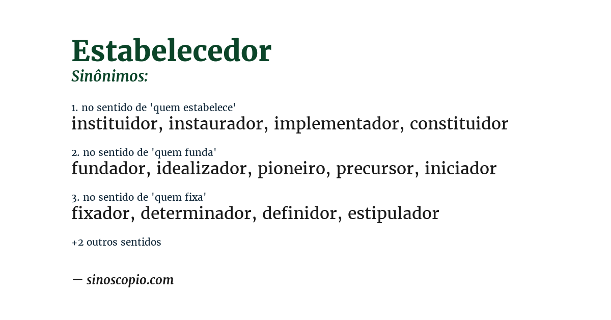 Sinônimo de estabelecedor