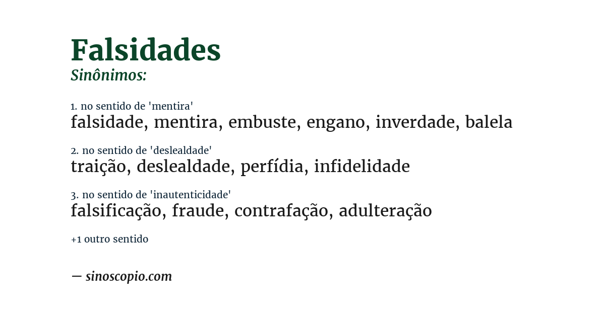 Sinônimo de falsidades