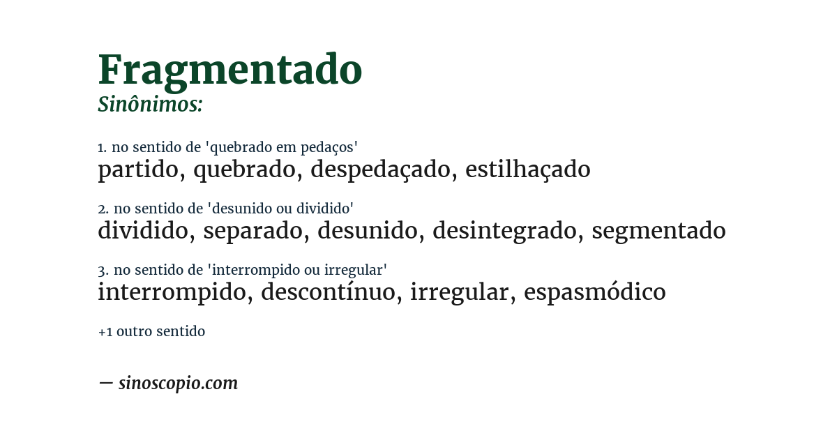 Sinônimo de fragmentado