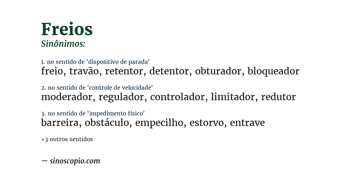 Sinônimo de freios