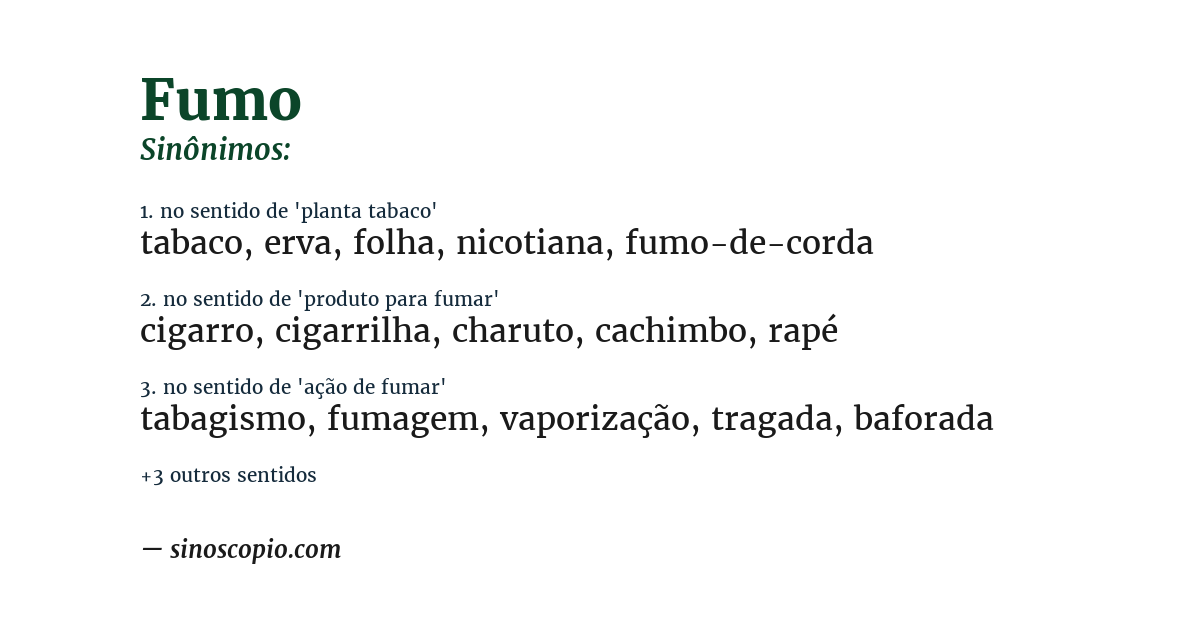 Sinônimo de fumo