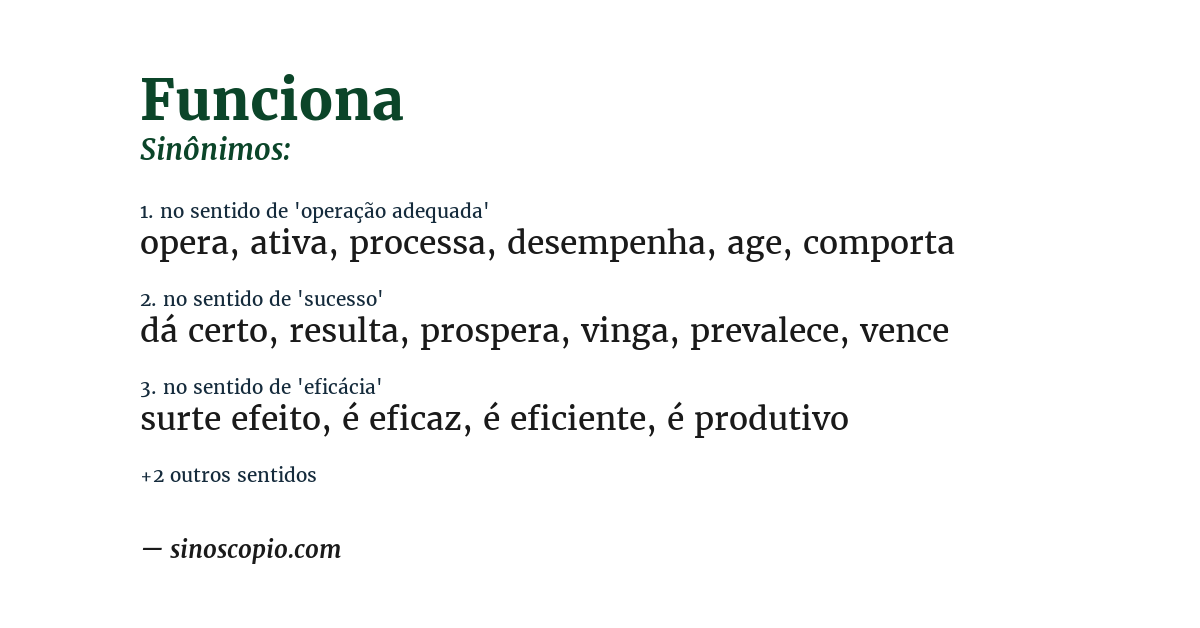 Sinônimo de funciona