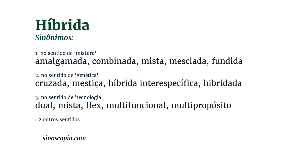 Sinônimo de híbrida
