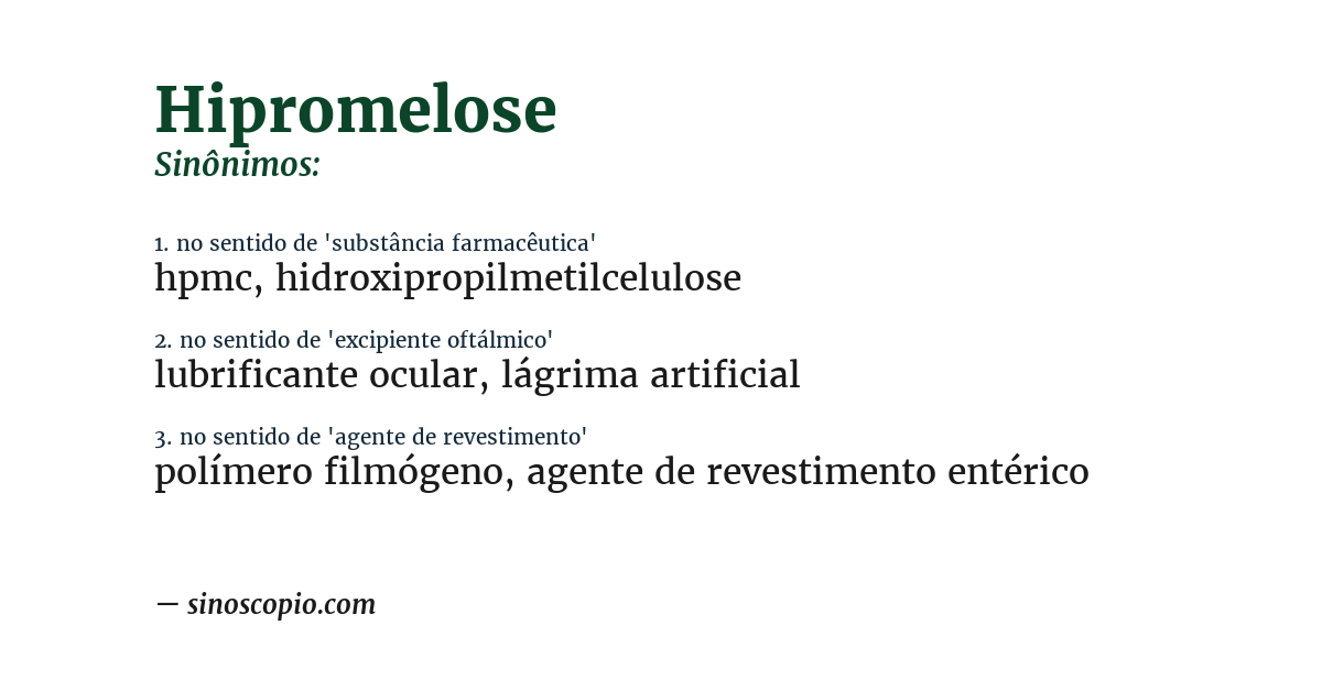Sinônimo de hipromelose