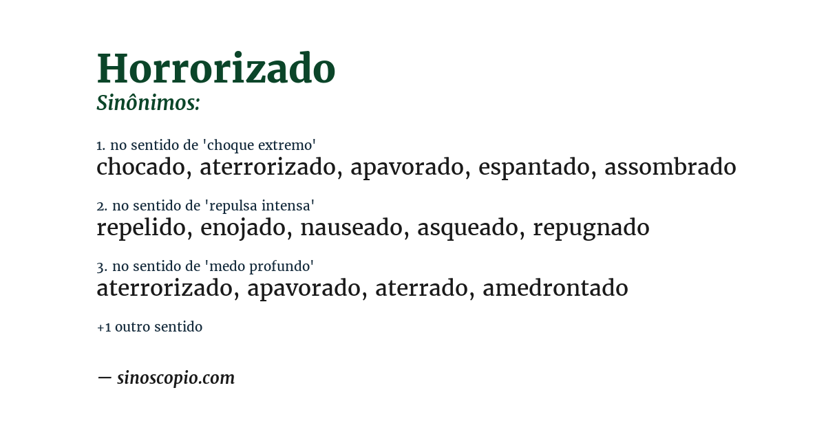 Sinônimo de horrorizado
