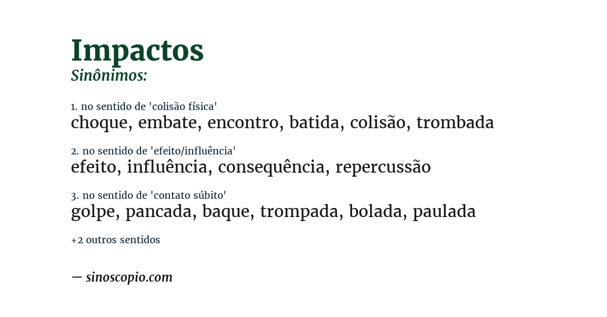 Sinônimo de impactos