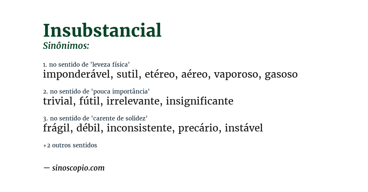 Sinônimo de insubstancial