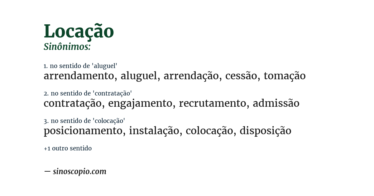 Sinônimo de locação
