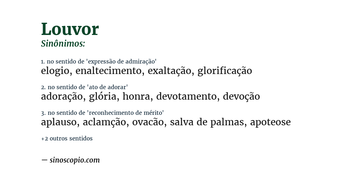 Sinônimo de louvor
