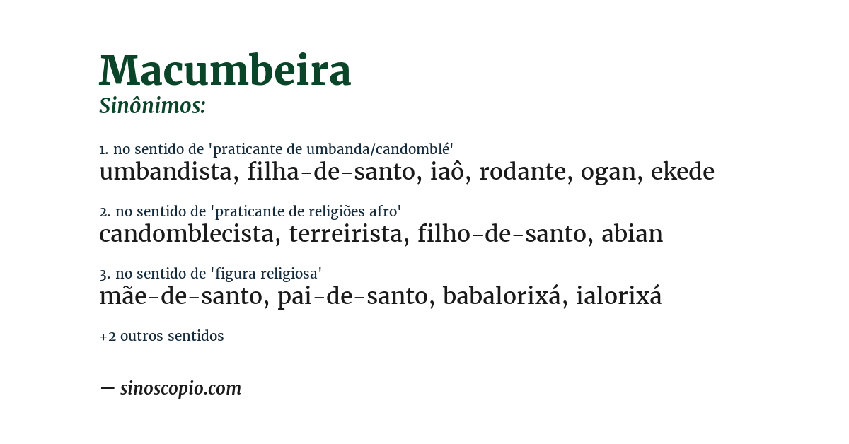 Sinônimo de macumbeira