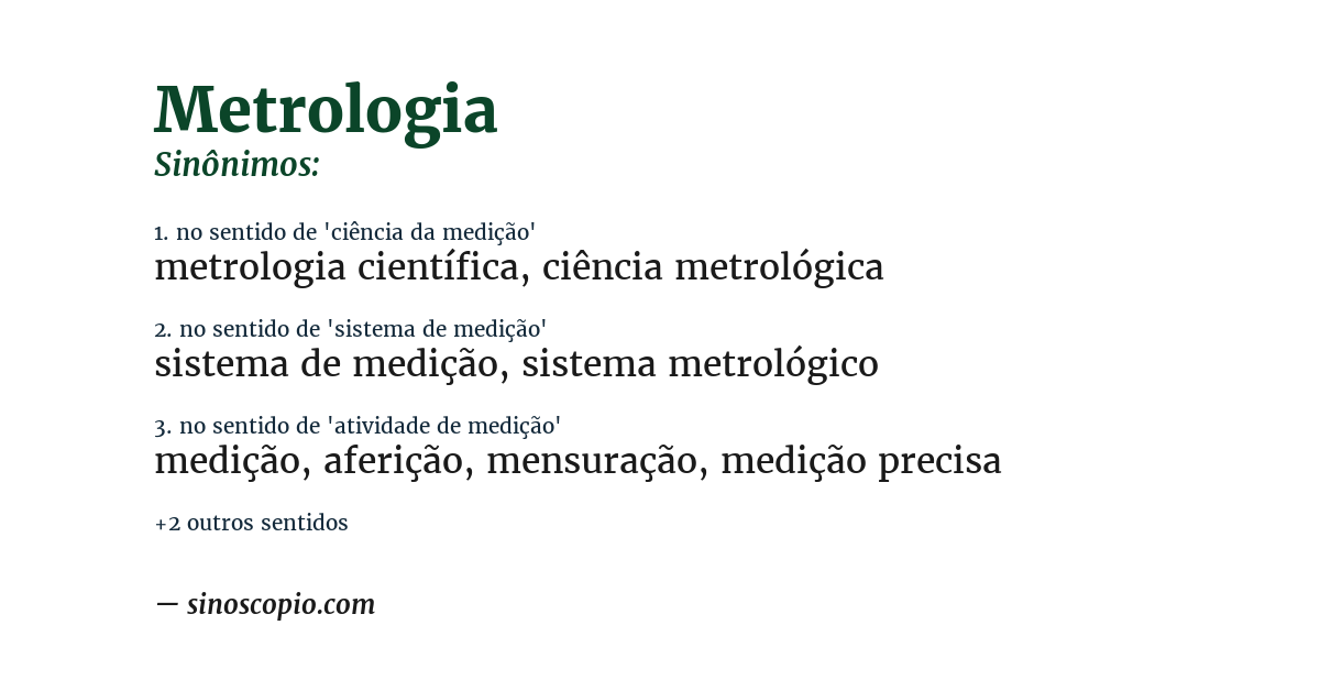 Sinônimo de metrologia