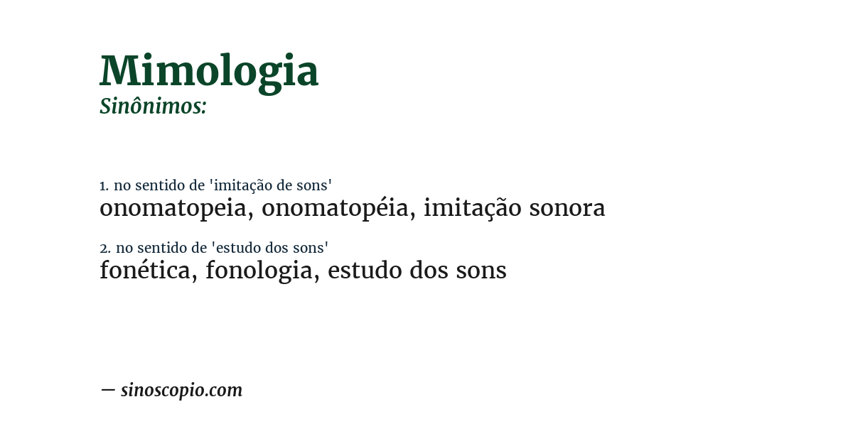 Sinônimo de mimologia