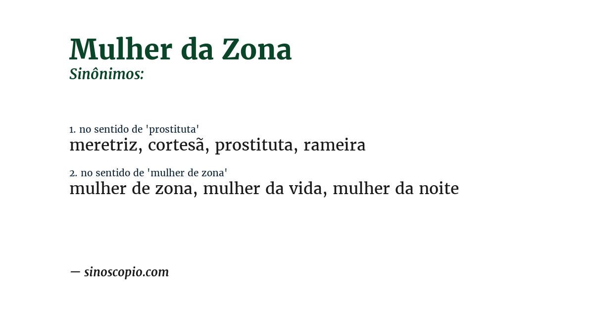 Sinônimo de mulher da zona