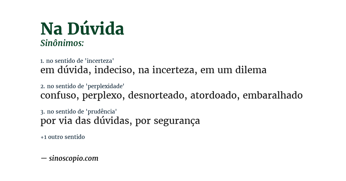 Sinônimo de na dúvida