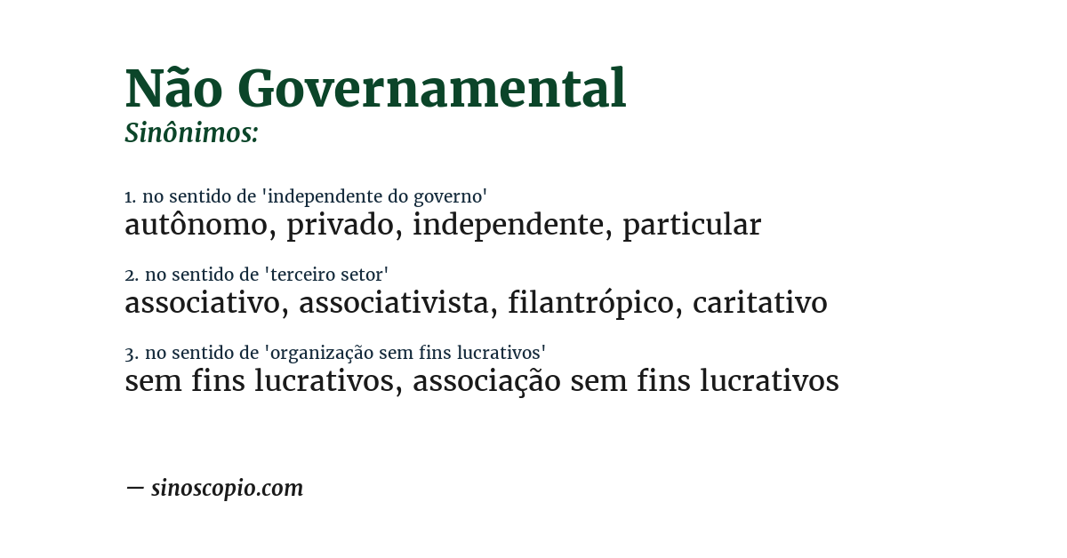 Sinônimo de não governamental