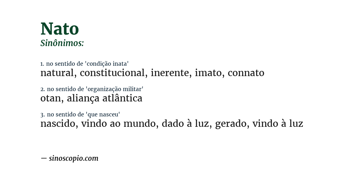 Sinônimo de nato