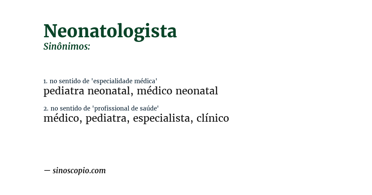 Sinônimo de neonatologista