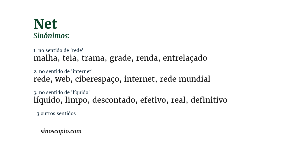 Sinônimo de net