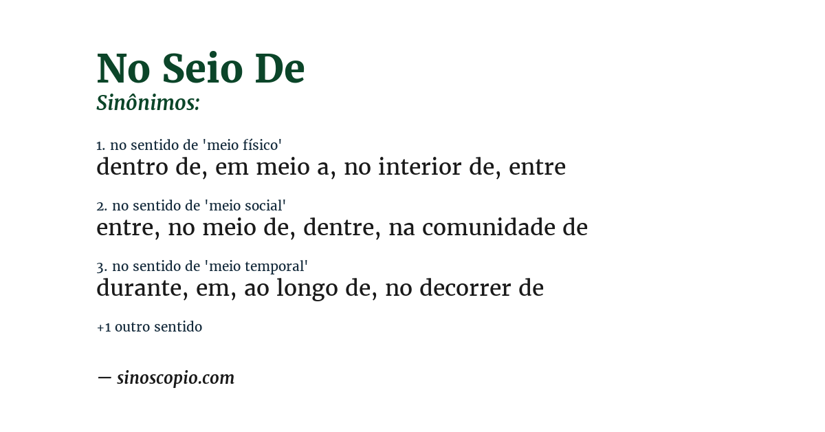 Sinônimo de no seio de