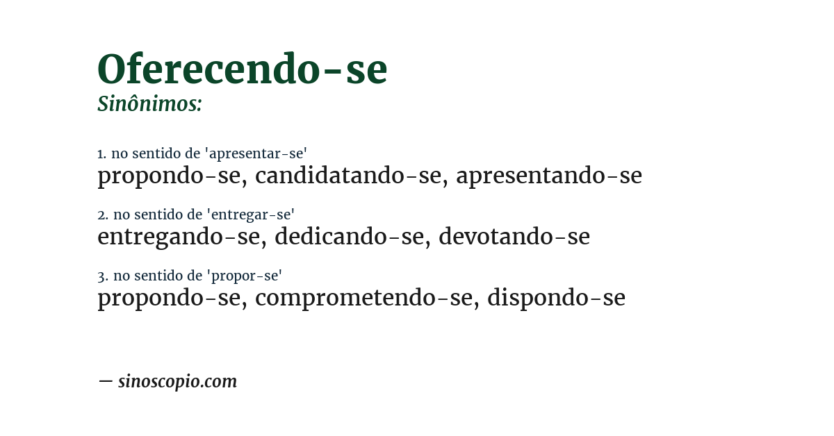 Sinônimo de oferecendo-se