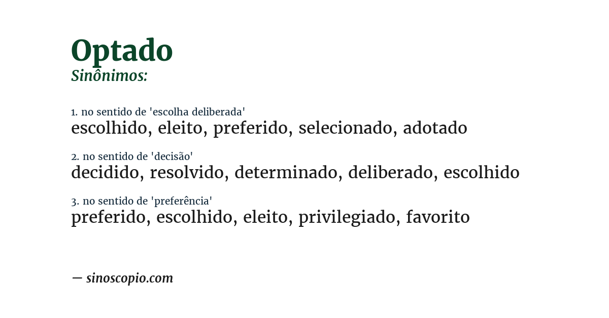 Sinônimo de optado