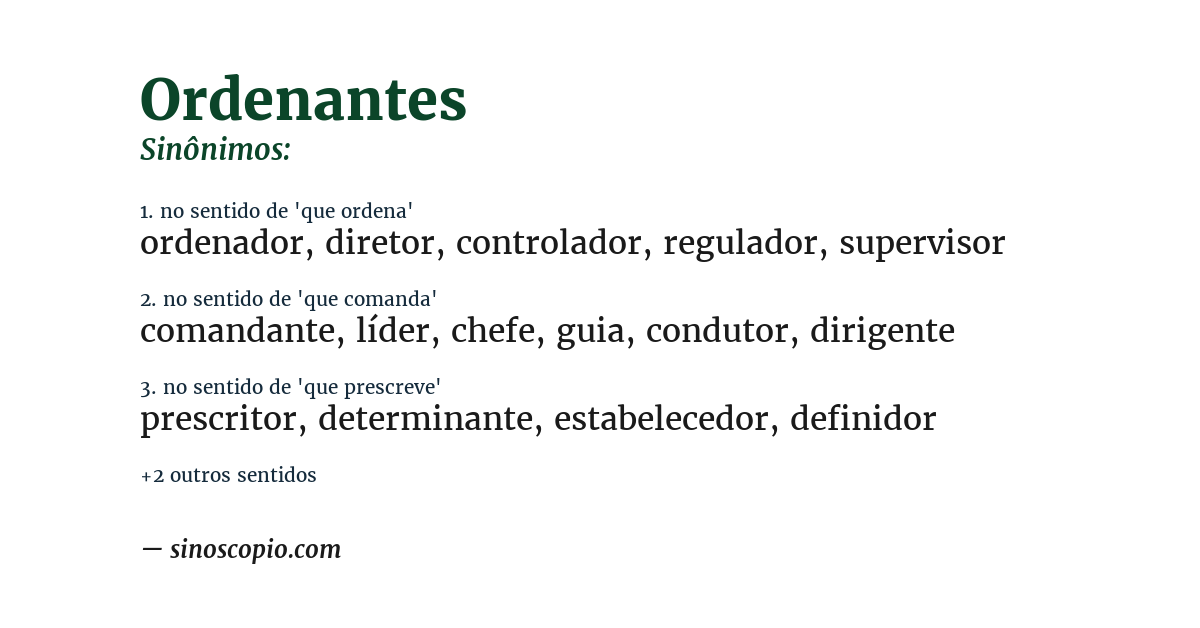 Sinônimo de ordenantes
