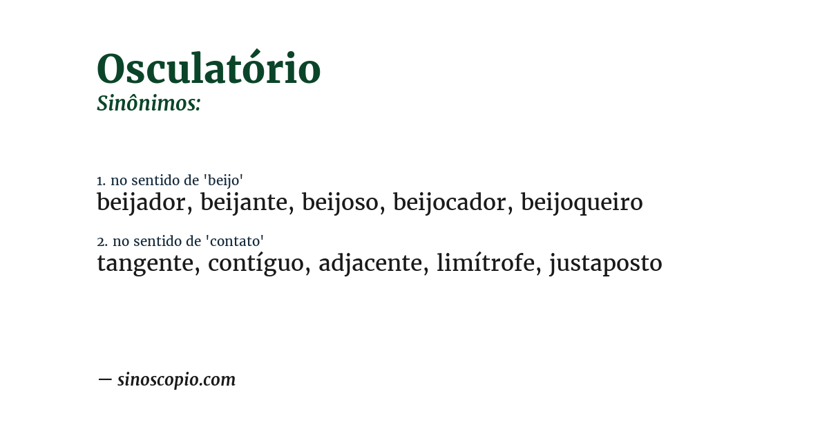 Sinônimo de osculatório