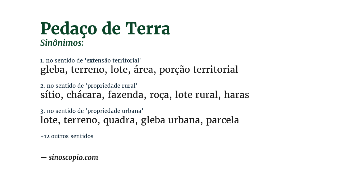 Sinônimo de pedaço de terra