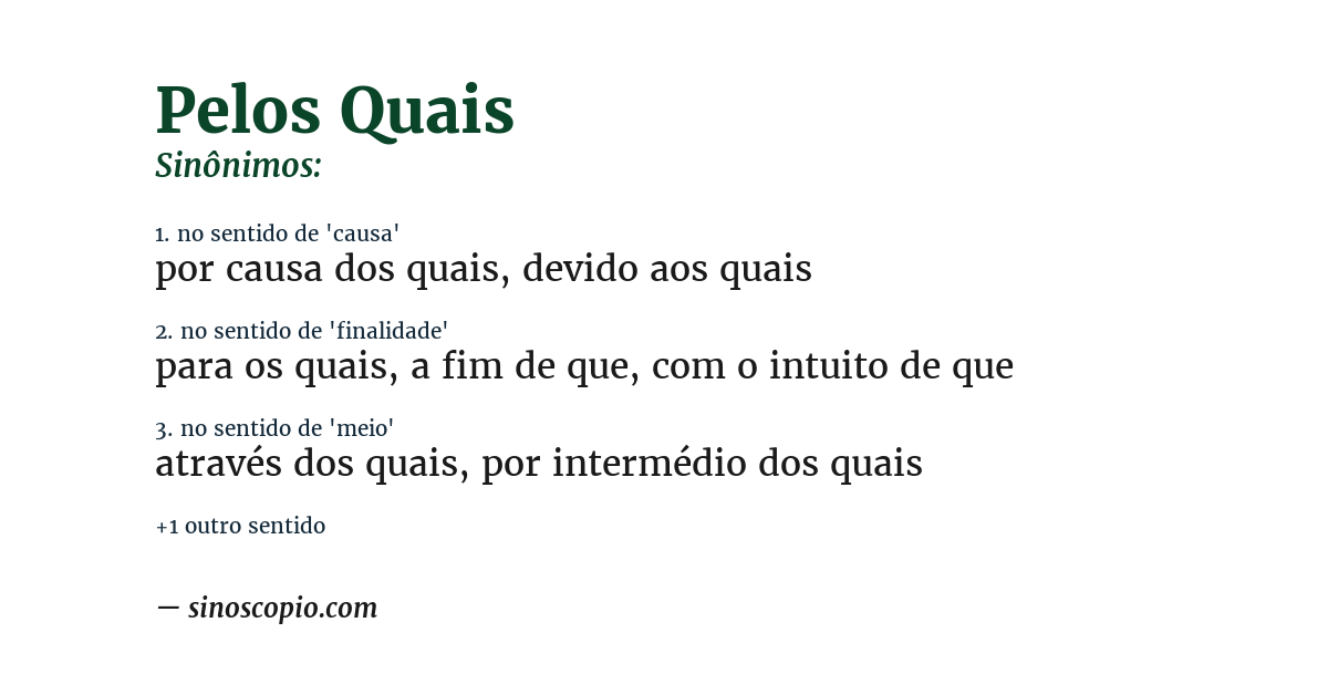 Sinônimo de pelos quais