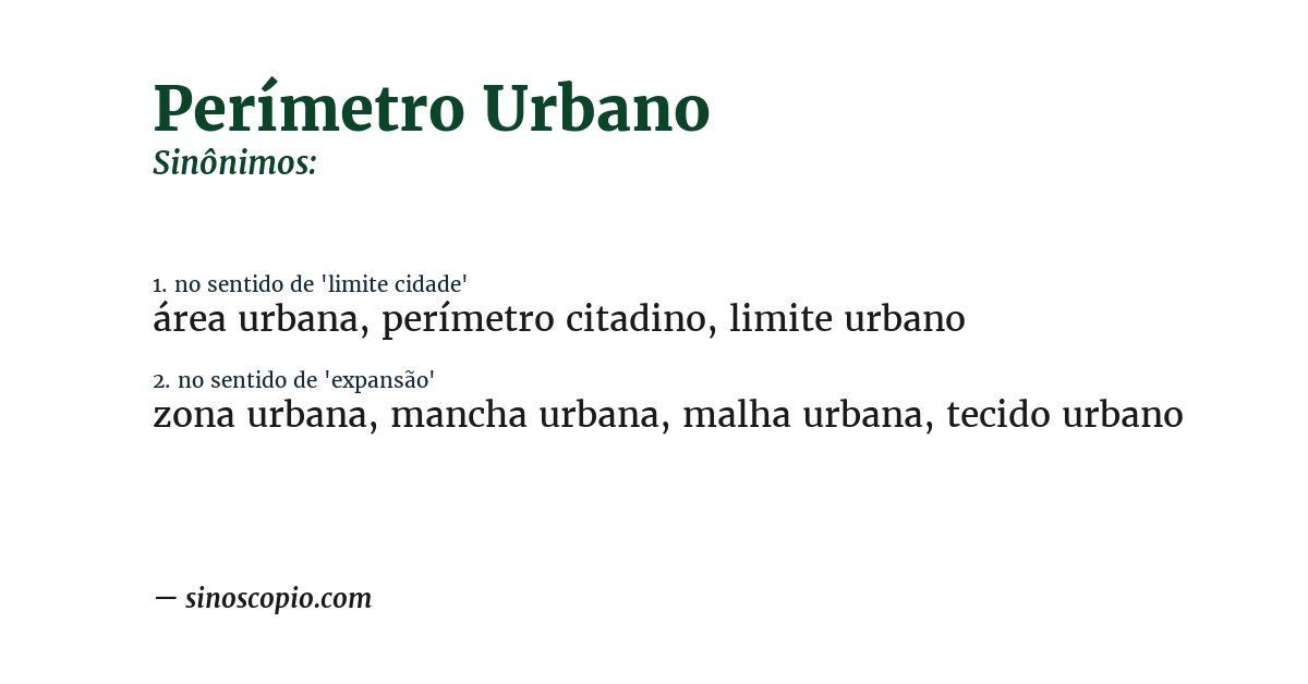 Sinônimo de perímetro urbano