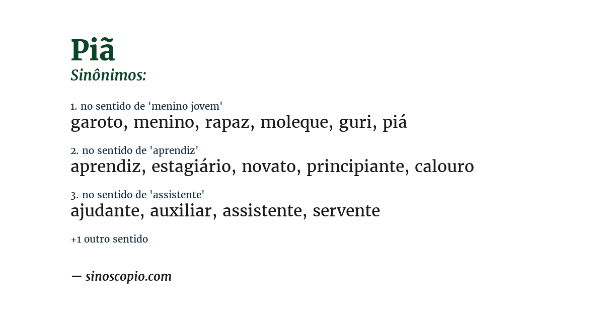 Sinônimo de piã