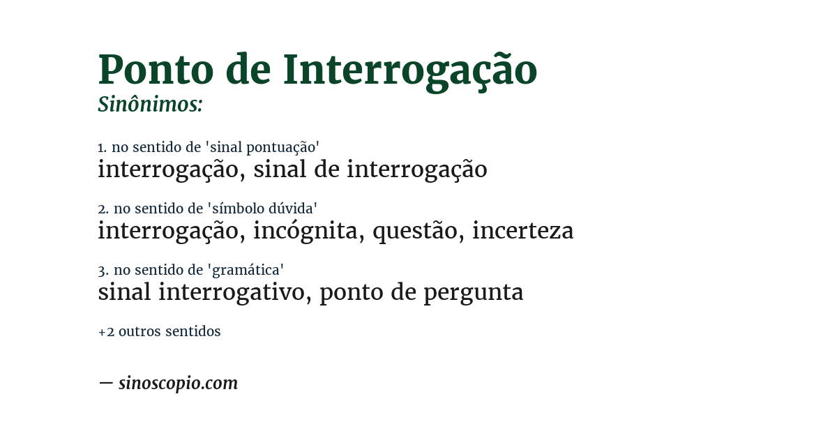 Sinônimo de ponto de interrogação