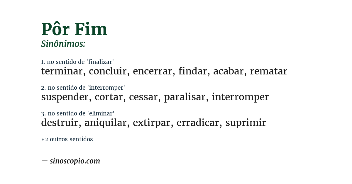 Sinônimo de pôr fim