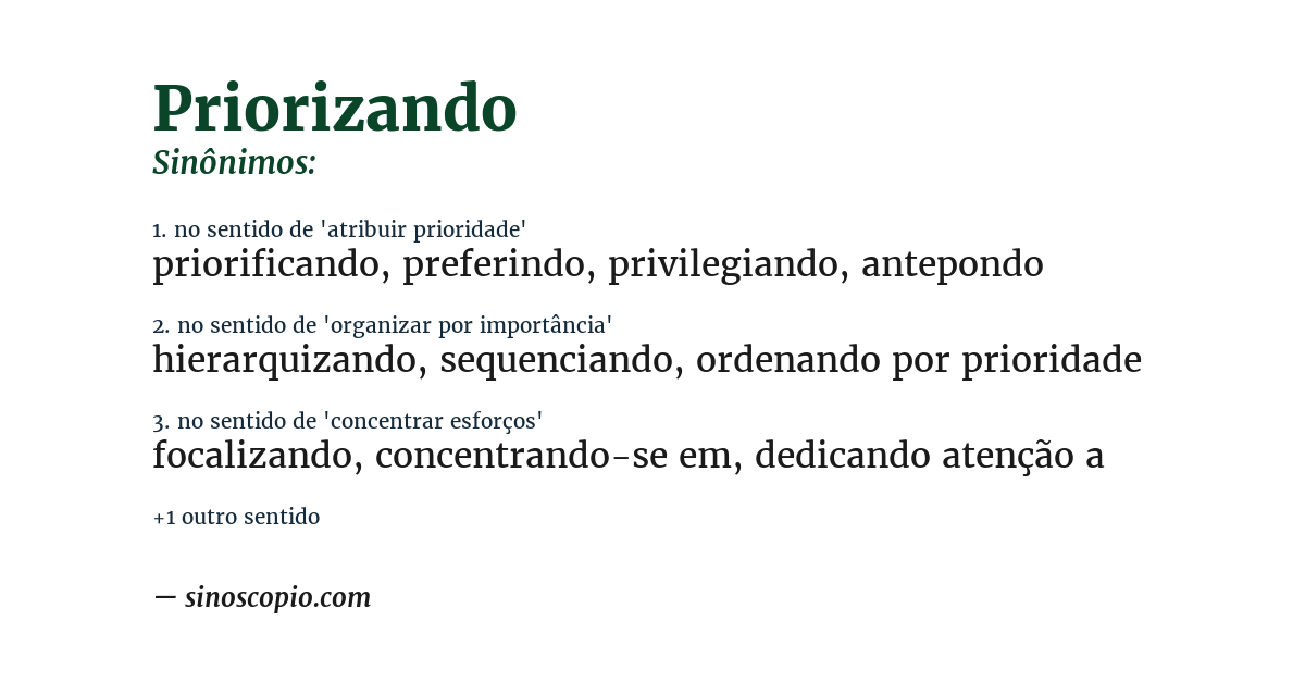 Sinônimo de priorizando