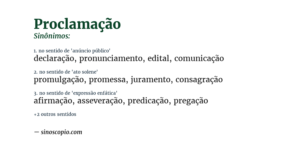 Sinônimo de proclamação