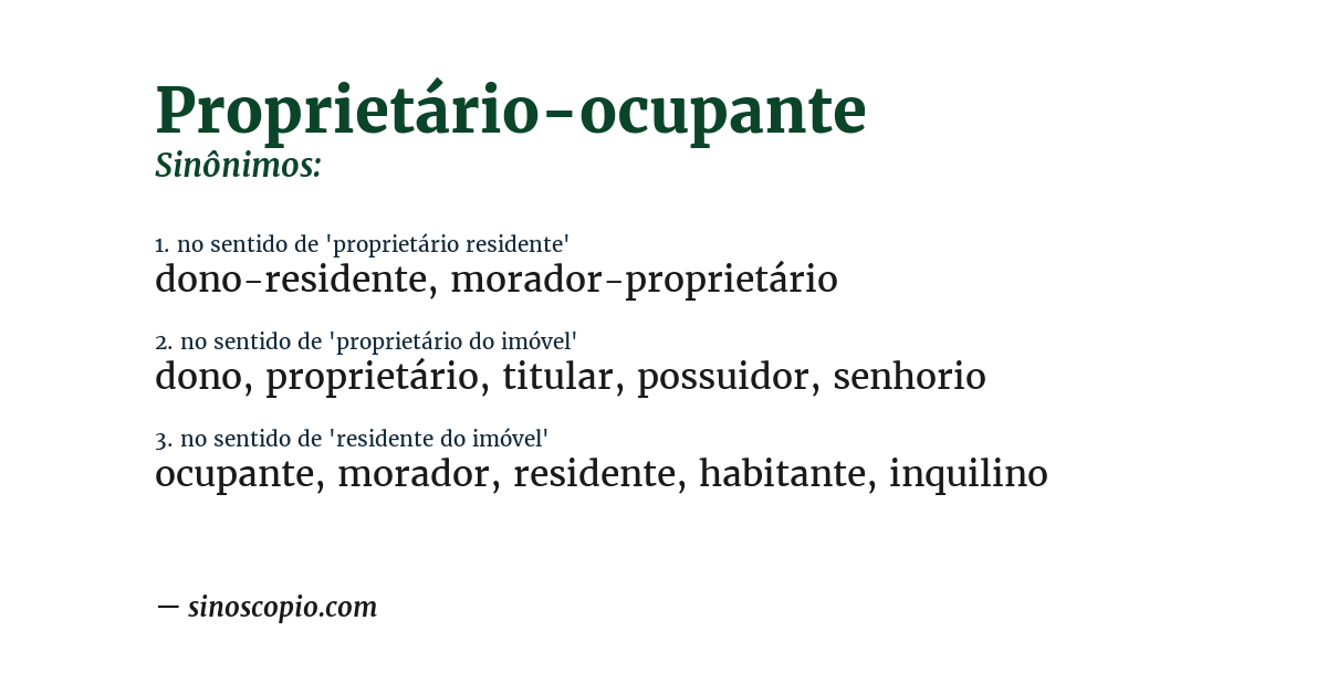 Sinônimo de proprietário-ocupante