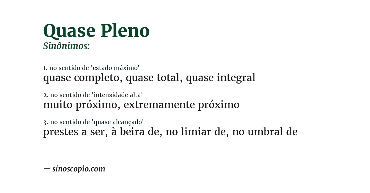 Sinônimo de quase pleno