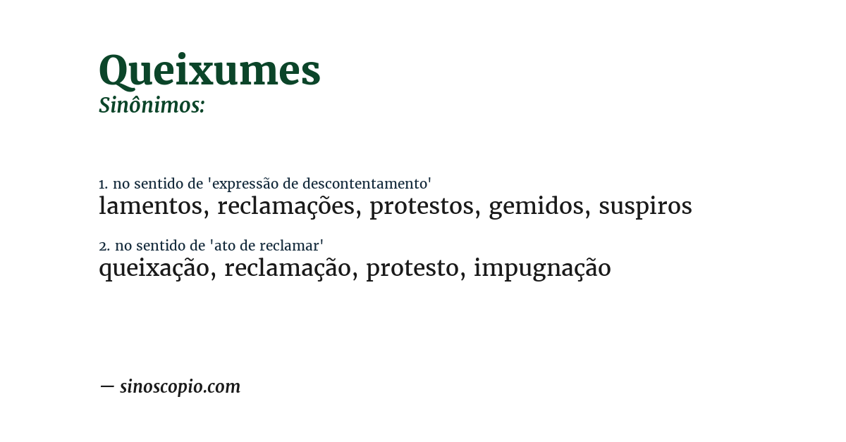 Sinônimo de queixumes